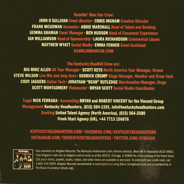 The Kentucky Headhunters : Live At The Ramblin' Man Fair (CD, Album)
