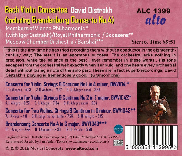 Johann Sebastian Bach J.S. Bach David Oistrach With Igor Oistrach : Violin Concertos (CD, Album, Comp, RM)