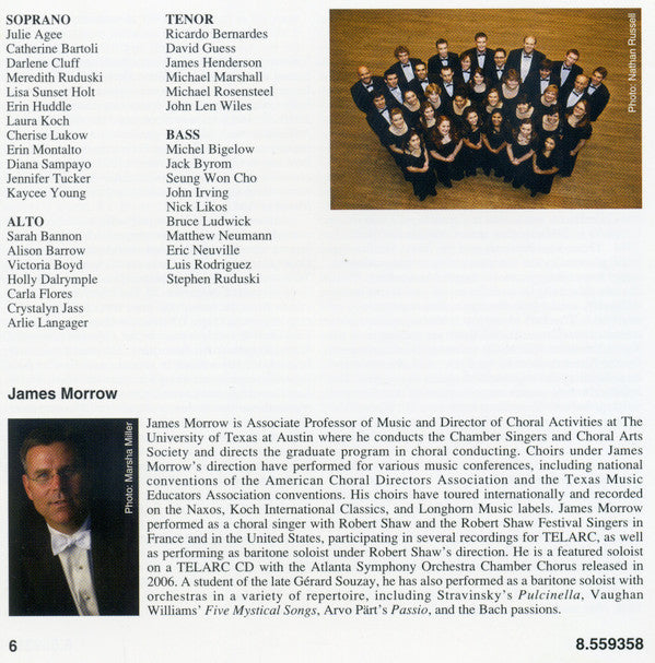 Vincent Persichetti / William Schuman / William Bolcom / Irving Fine / Lukas Foss - James Morrow (3), University of Texas Chamber Singers : American Choral Music (CD, Album)