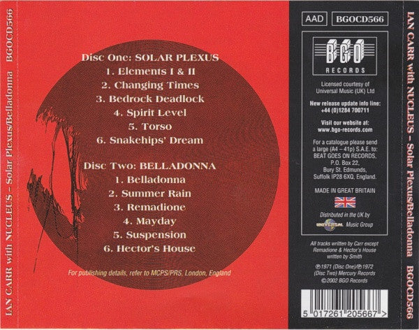 Ian Carr With Nucleus (3) : Solar Plexus / Belladonna (CD, Album, RE + CD, Album, RE + Comp, RE, RM, Lyn)