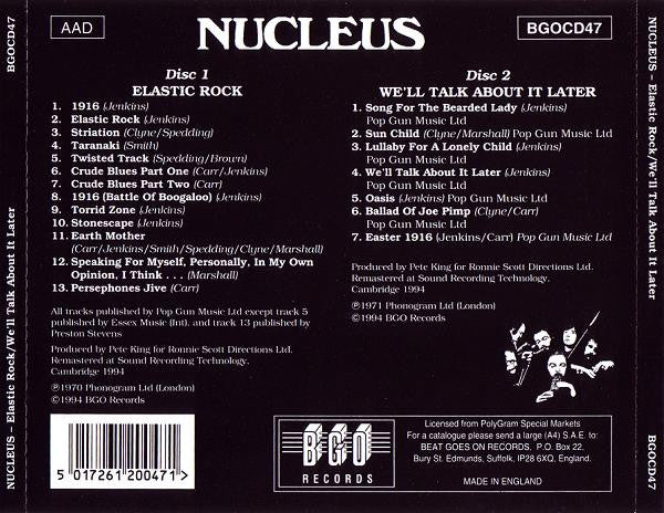 Nucleus (3) : Elastic Rock / We'll Talk About It Later (CD, Album, RE, Toc + CD, Album, RE, Toc + Comp, RM)