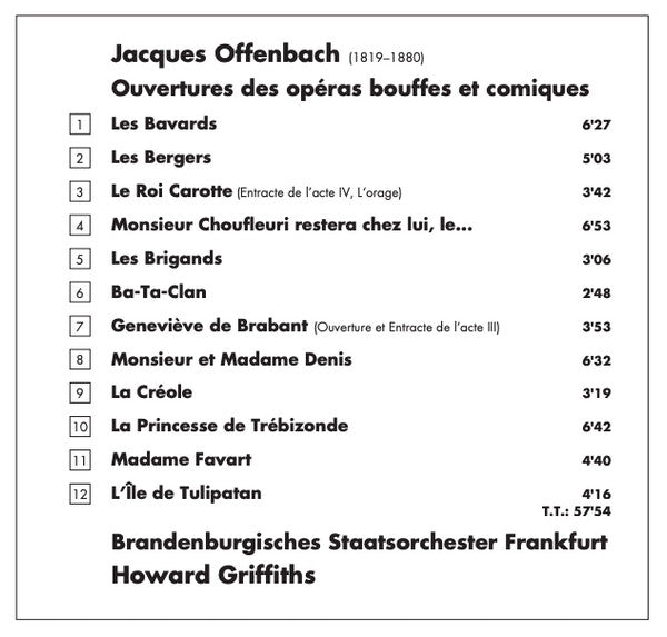 Jacques Offenbach - Brandenburgisches Staatsorchester Frankfurt, Howard Griffiths : Folies Symphoniques - Ouvertures (CD, Album)