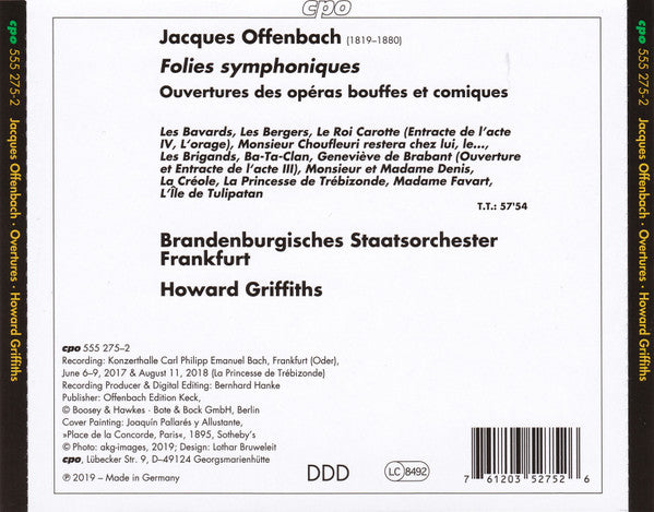 Jacques Offenbach - Brandenburgisches Staatsorchester Frankfurt, Howard Griffiths : Folies Symphoniques - Ouvertures (CD, Album)