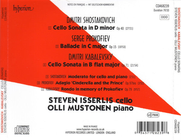 Dmitri Shostakovich & Dmitry Kabalevsky / Sergei Prokofiev, Steven Isserlis, Olli Mustonen : Cello Sonatas / Ballade (CD, Album)