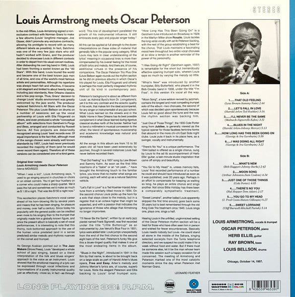 Louis Armstrong Meets Oscar Peterson : Louis Armstrong Meets Oscar Peterson (LP, Album, Ltd, RE, Blu)