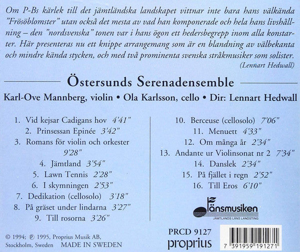 Wilhelm Peterson-Berger, Östersunds Serenadensemble, Karl-Ove Mannberg, Ola Karlsson, Lennart Hedwall : Dedikation! (CD, Album)