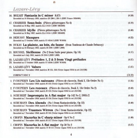 Lazare Lévy, Victor Staub : The Complete Studio Recordings (2xCD, Comp, RM)