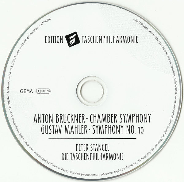 Anton Bruckner, Gustav Mahler, Peter Stangel, Taschenphilharmonie : Mahler X - Bruckner Chamber Symphony (CD)
