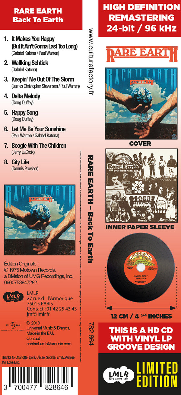 Rare Earth : Back To Earth (CD, Album, Ltd, RM, Pap)