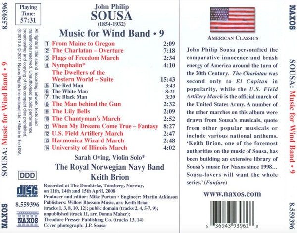 John Philip Sousa, Kongelige Norske Marines Musikkorps, Keith Brion : Music For Wind Band • 9 (CD, Album)