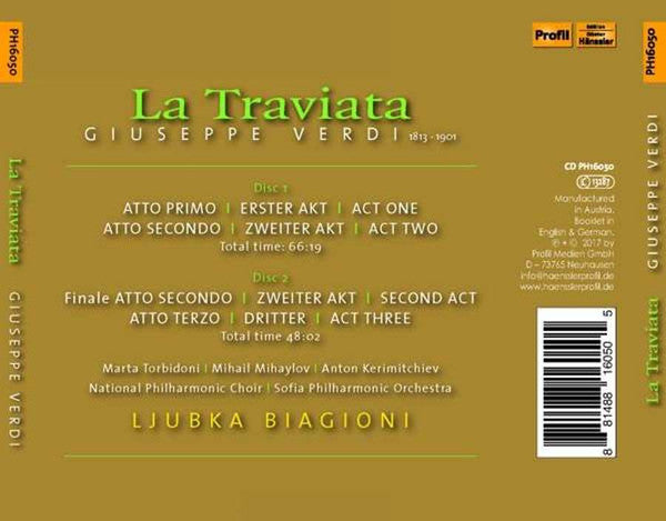 Giuseppe Verdi, Marta Torbidoni, Mihail Mihaylov, Anton Kerimitchiev, Bulgarian National Choir 'Svetoslav Obretenov', Sofia Philharmonic Orchestra, Ljubka Biagioni : La Traviata (2xCD, Album)