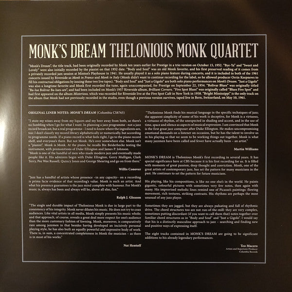 The Thelonious Monk Quartet : Monk's Dream (LP, Album + LP, Album, Mono + Ltd, RE, RM, 180)