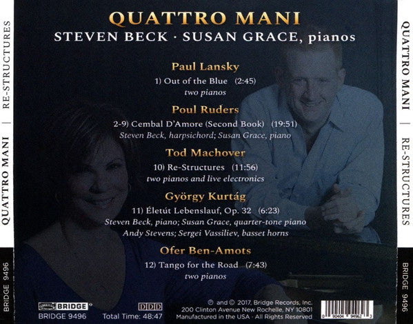 Quattro Mani, Tod Machover  • Ofer Ben-Amots  • Paul Lansky  • Poul Ruders  • György Kurtág, Steven Beck, Susan Grace (2) : Re-Structures (CD, Album)