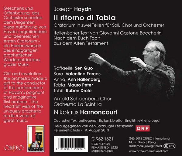 Joseph Haydn – Sen Guo, Ann Hallenberg, Mauro Peter, Ruben Drole, Orchestra La Scintilla, Arnold Schoenberg Chor, Nikolaus Harnoncourt : Il Ritorno Di Tobia (Oratorium) (2xCD, RM + Box)