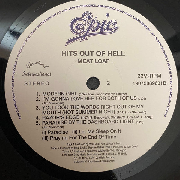Meat Loaf : Hits Out Of Hell (LP, Comp, RE)