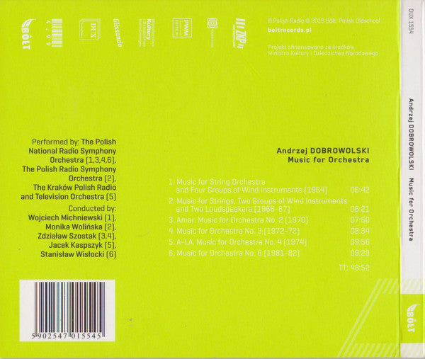 Andrzej Dobrowolski : Music For Orchestra (CD, Comp)