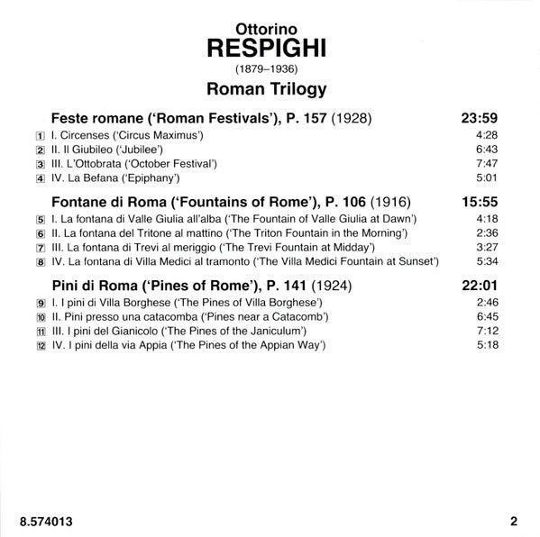Ottorino Respighi / Buffalo Philharmonic Orchestra, JoAnn Falletta : Roman Trilogy (CD, Album)
