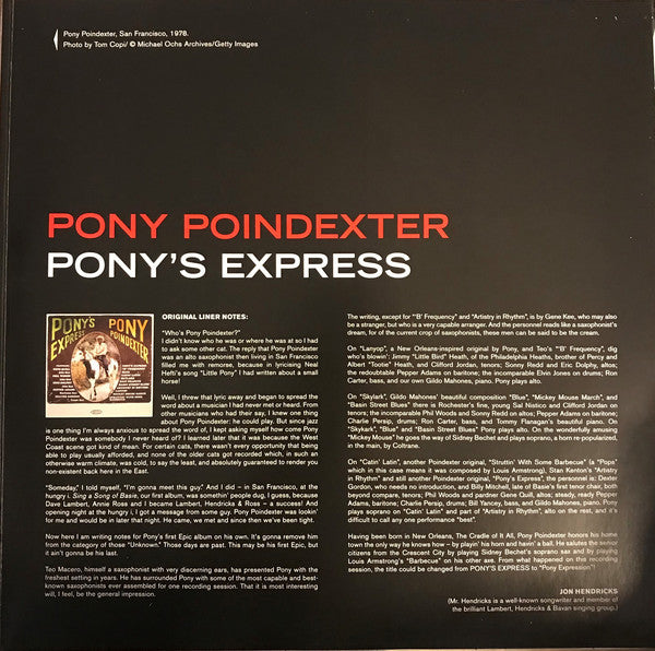 Pony Poindexter : Pony's Express (LP, Album, Ltd, RE, Aud)