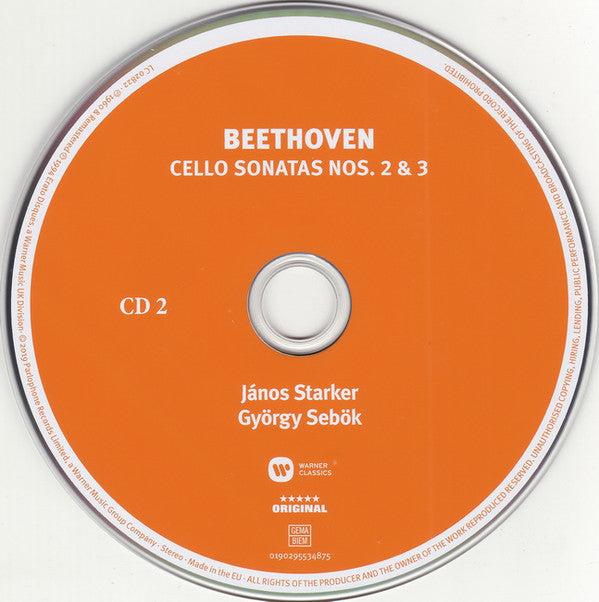 Ludwig van Beethoven, Janos Starker, György Sebök : Sonatas For Cello & Piano (Op. 5 Nos. 1 & 2 · Op.69 · Op. 102 Nos. 1 & 2) (2xCD, Album, RE, RM)