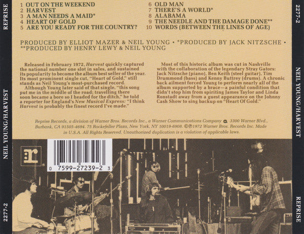 Neil Young : Harvest (CD, Album, RE, Cin)