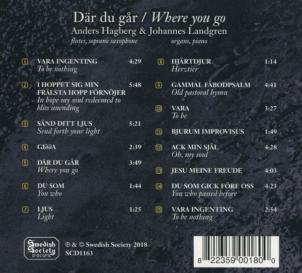 Anders Hagberg & Johannes Landgren : Där Du Går (CD, Album)