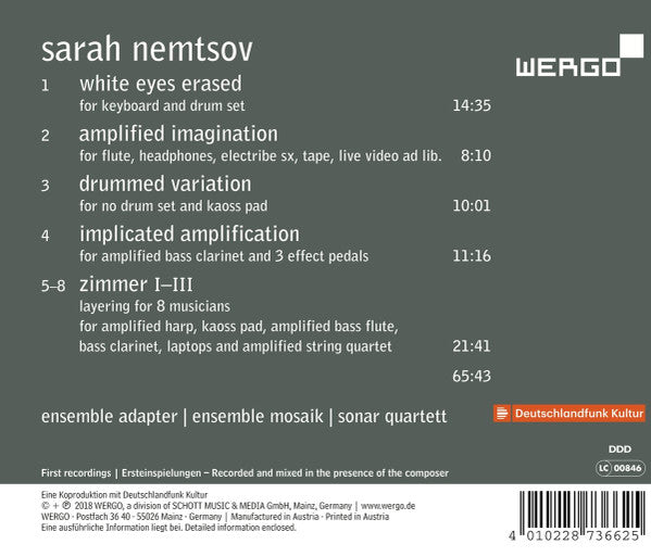 Sarah Nemtsov | Ensemble Adapter, Ensemble Mosaik, Sonar Quartett : Amplified Imagination (CD)