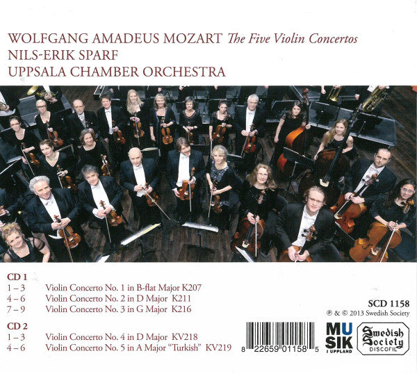 Wolfgang Amadeus Mozart, Nils-Erik Sparf, Uppsala Kammarorkester : The Five Violin Concertos (2xCD, Album)