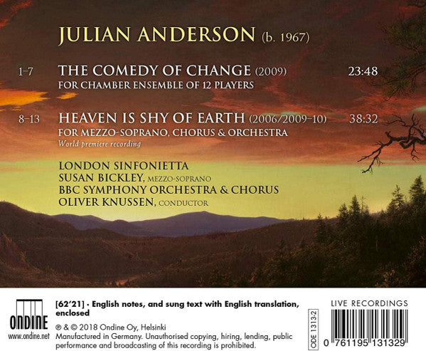 Julian Anderson (2), Oliver Knussen, London Sinfonietta, BBC Symphony Orchestra, BBC Symphony Chorus, Susan Bickley : The Comedy Of Change / Heaven Is Shy Of Earth (CD, Album)