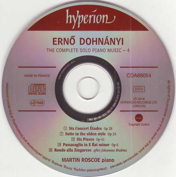 Ernst von Dohnányi, Martin Roscoe : The Complete Solo Piano Music (Volume Four) (CD, Album)