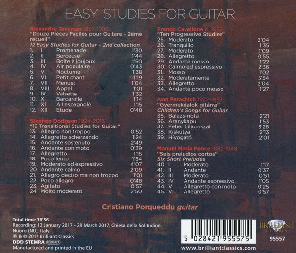 Franco Cavallone, Stephen Dodgson, Iván Patachich, Manuel María Ponce Cuéllar, Alexandre Tansman, Cristiano Porqueddu : Easy Studies For Guitar, Volume 2 (CD, Album)
