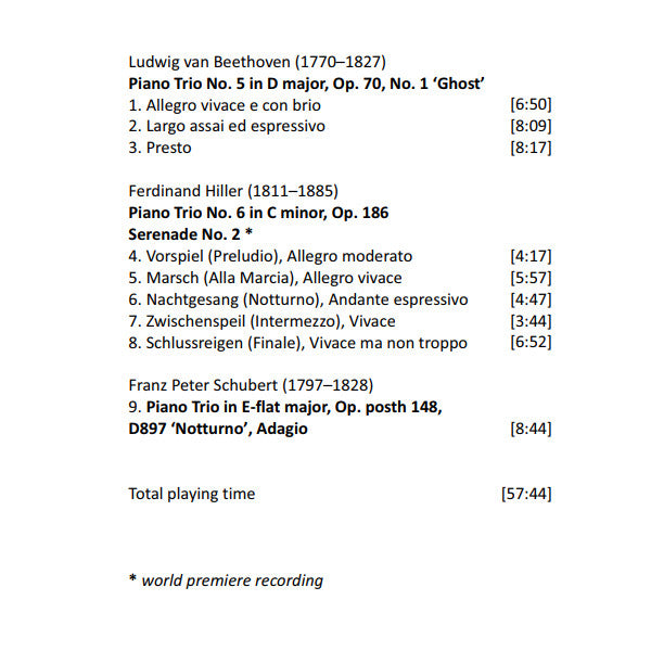 Ludwig van Beethoven, Ferdinand Hiller, Franz Schubert, Rautio Piano Trio : Works For Piano Trio (CD, Album)