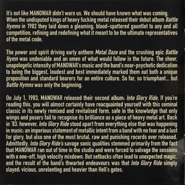 Manowar : Into Glory Ride (Imperial Edition MMXIX) (CD, Album, RE, RM)