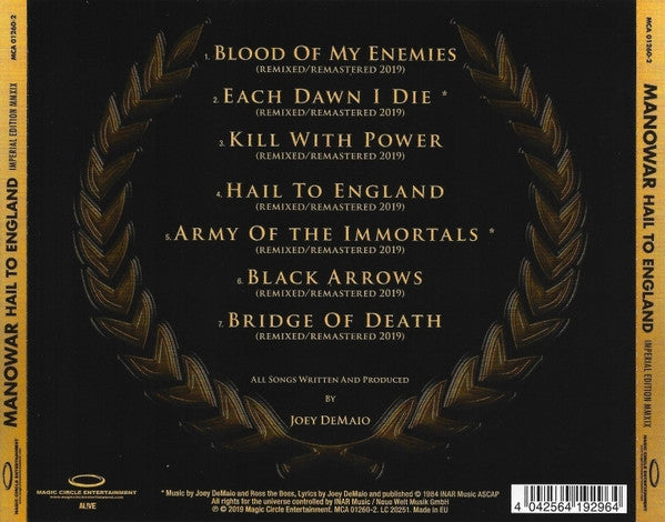 Manowar : Hail To England (Imperial Edition MMXIX) (CD, Album, RE, RM)