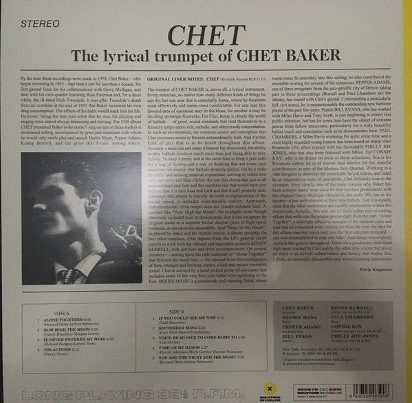 Chet Baker : Chet (LP, Album, Ltd, RE, Yel)