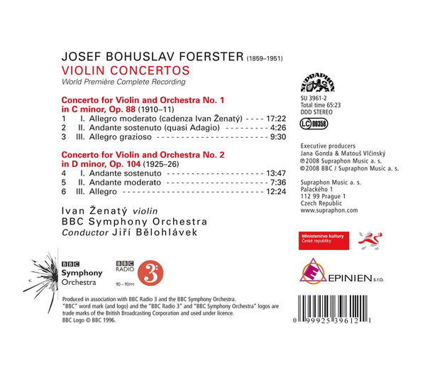 Josef Bohuslav Foerster, Ivan Ženatý, BBC Symphony Orchestra, Jiří Bělohlávek : Violin Concertos (CD, Album)