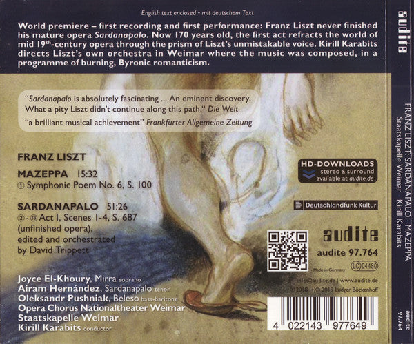 Franz Liszt, Kirill Karabits, Joyce El-Khoury, Airam Hernández, Oleksandr Pushniak : Sardanapalo, Mazeppa (CD, Album)