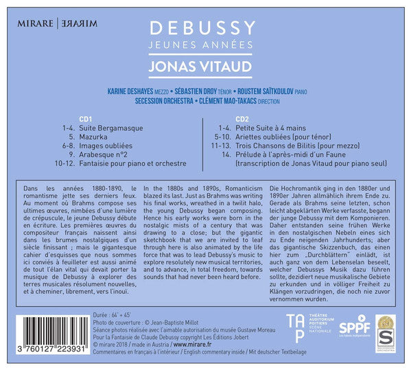 Claude Debussy, Jonas Vitaud : Jeunes Années (2xCD)