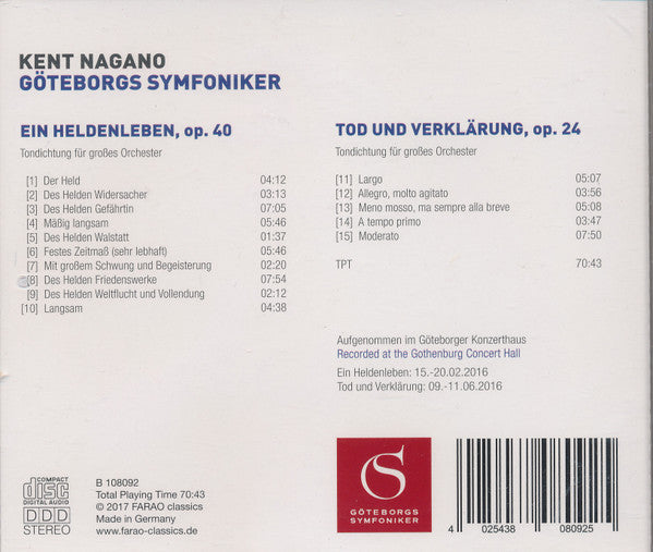 Richard Strauss - Göteborgs Symfoniker, Kent Nagano : Ein Heldenleben; Tod Und Verklärung (CD, Album)