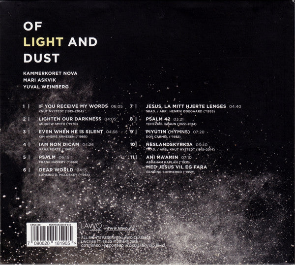 Kammerkoret Nova, Mari Askvik, Yuval Weinberg : Of Light And Dust (CD, Album)