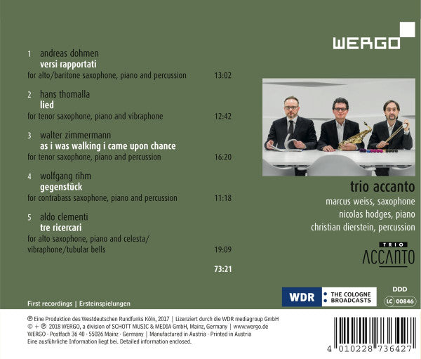 Andreas Dohmen, Hans Thomalla, Walter Zimmermann, Wolfgang Rihm, Aldo Clementi  -  Trio Accanto : Songs And Poems (CD, Album)