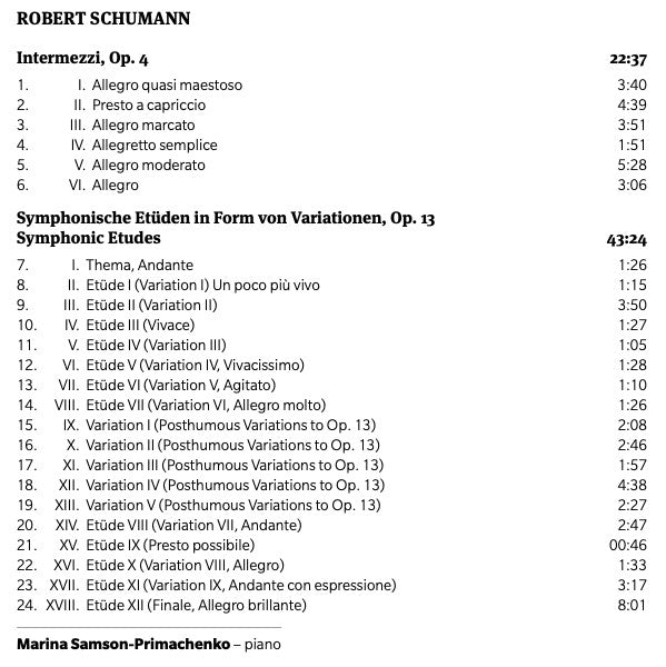 Robert Schumann, Marina Samson-Primachenko : Piano Works I (CD, Album)