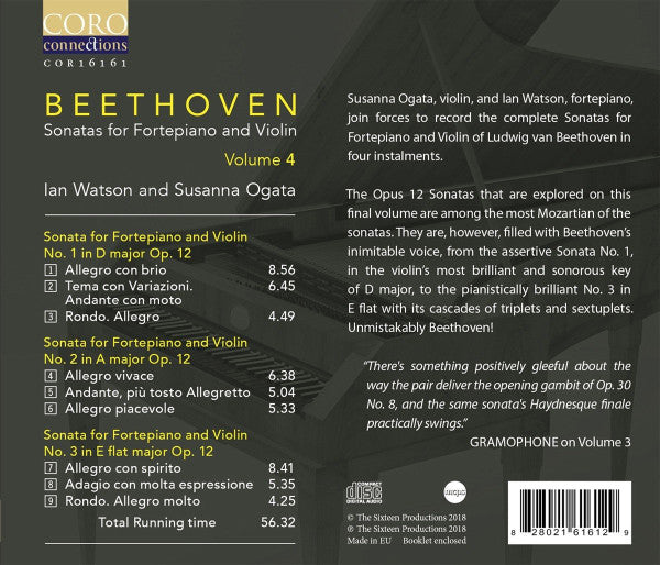 Ludwig van Beethoven, Ian Watson (2) And Susanna Ogata : Sonatas For Fortepiano And Violin Volume 4 (CD, Album)