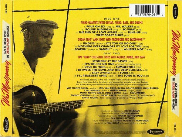 Wes Montgomery : Back On Indiana Avenue (The Carroll DeCamp Recordings) (2xCD, Album)