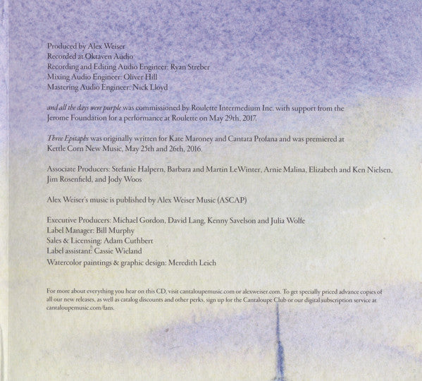 Alex Weiser : And All The Days Were Purple (CD, Album)