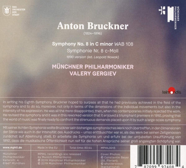 Anton Bruckner – Valery Gergiev, Münchner Philharmoniker : Symphony No. 8 (CD, Album)