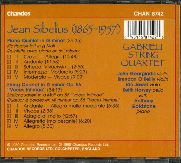 Jean Sibelius, The Gabrieli String Quartet, Anthony Goldstone : Piano Quintet / String Quartet (CD)