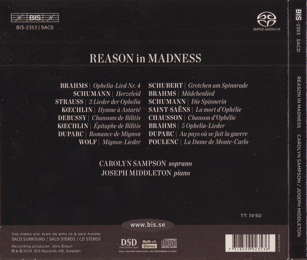 Carolyn Sampson, Joseph Middleton : Reason In Madness (SACD, Hybrid, Multichannel, Album)