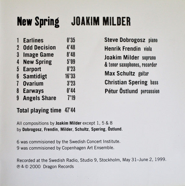 Joakim Milder : New Spring (CD, Album)