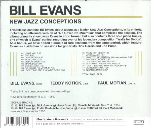 Bill Evans : New Jazz Conceptions (CD, Album, RE)