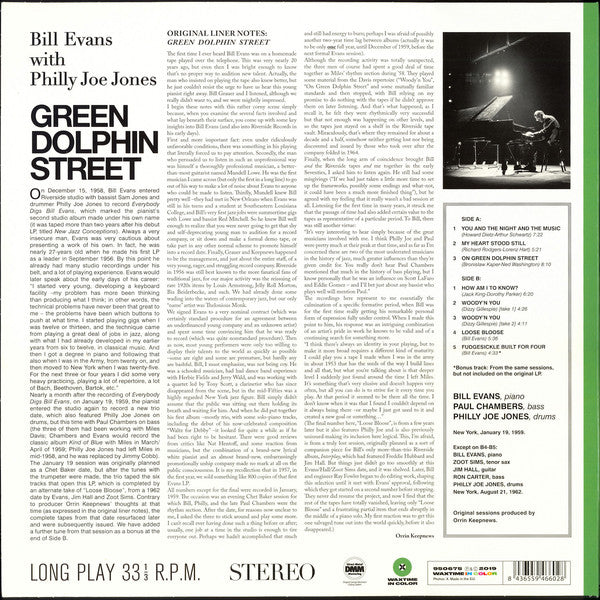 Bill Evans With "Philly" Joe Jones : Green Dolphin Street (LP, Album, Ltd, RE, RM, 180)